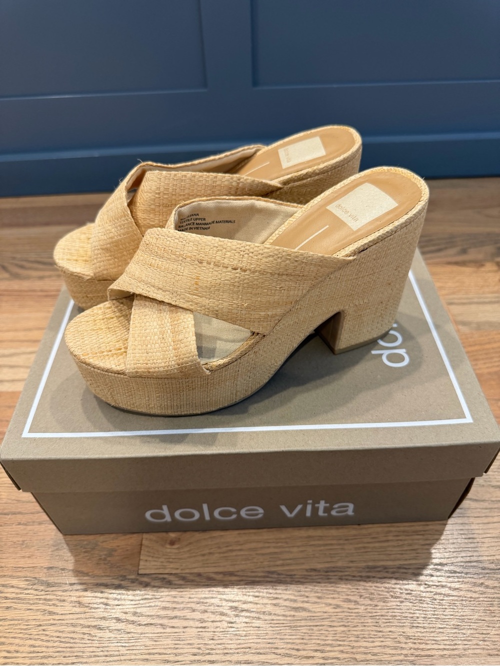 Dolce Vita Jocelyn Wedge in Natural Raffia, Size 6